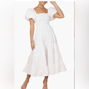 Petal & Pup White Tiered Midi Dress